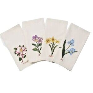 Avanti Portmeirion Embroidered Napkins Set of 4 Botanic Garden Flower Spring